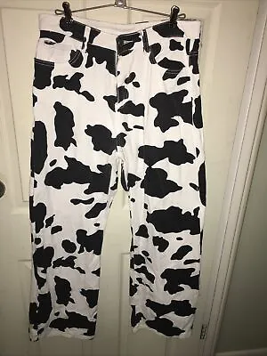 Shein Black White Cow Print Pants Large • £18.99