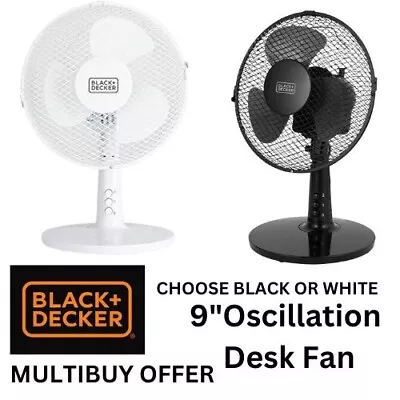 BRAND NEW BLACK+DECKER BXFD52003GB Desk Fan With 2 Speeds Oscillation 9 Inch • £17.99