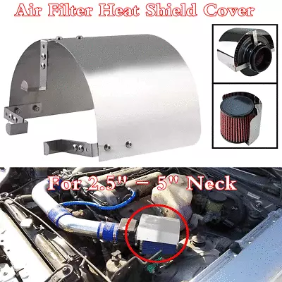 2.5'' - 5  Cone Cold Air Intake Filter Stainless Steel Heat Shield Cover Kit • $22.55