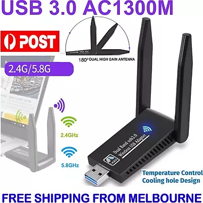 $21.96 • Buy AC1300 USB 3.0 WiFi Wireless Adapter Dongle 802.11ac 5GHz Dual Band 11AC