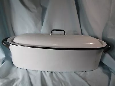 VTG B & W Enamelware-Fish Steamer-Roasting Pan-Medical Equipment Sterilizer * • $37.97