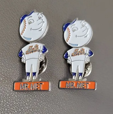 NY Mets Mr. Met Bobblehead Pins Rare MLB Pinbacks CitiField Baseball LOT OF TWO! • $7.99