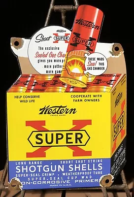 Vintage Western Super X Shotgun Shells 12” Porcelain Like Enamel Sign • $29.99