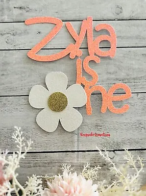 Personalised Custom Daisy Flower ONE 1st Birthday Cake Topper - Add One Name • $16.45