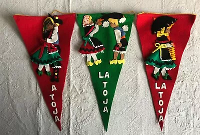 3 La Toja Spain Felt Banners Dancers • $14.99