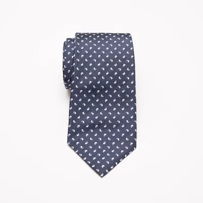 Isaia Napoli 7-Fold Tie Dark Midnight Blue With Light Gray • $42