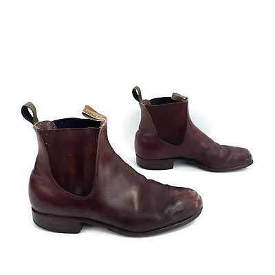 $145 • Buy RM Williams Brown Leather Boots Pull On Elastic Sides Size 8 G EU 42