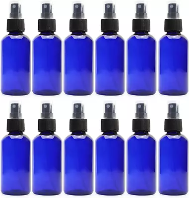 Cornucopia Brands 4oz Blue PLASTIC Fine Mist Spray Bottles (12-Pack W/ Black Spr • $21.96