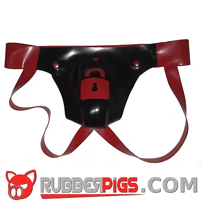 Rubberpigs  Codpiece Jockstrap - Red Locked Symbol On Detachable Pouch • £45