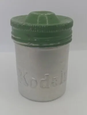 VINTAGE KODAK EMBOSSED METAL FILM CANISTER WITH LIDS DECORATIVE Green & Silver  • $3.75