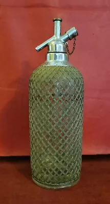 Vintage Sparklets Pewter Wrapped Clear Seltzer Bottle Czechoslovakia 5N5  • $75