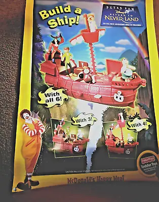 McDonald’s Happy Meal Disney Peter Pan Build A Ship Display 2 Sided Poster • $4.99