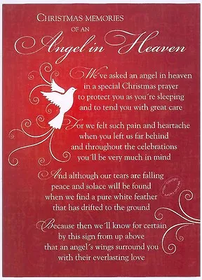 Grave Card / XMAS- Angel In Heaven -  FREE Holder-CM14 Memorial Funeral Memoriam • £1.85