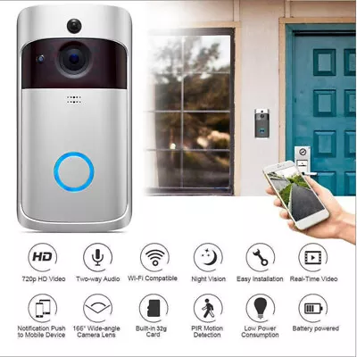 Smart Wireless WiFi Ring Doorbell Phone Door Ring Intercom Security Camera Bell • $39.99