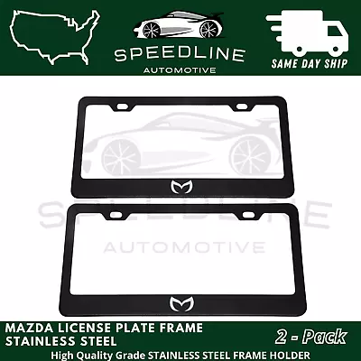 X2 Mazda Logo Black Stainless Steel License Plate Frame Holder Metal US • $22.99