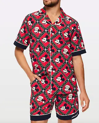 New Peter Alexander Mens Disney Mickey Mouse Pj Top + Shorts Pj Set Rrp$129 L • $65