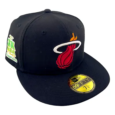 New Era Miami Heat 3x NBA Finals Champions Patch Black/Yellow 59Fifty Fitted Hat • $49.99