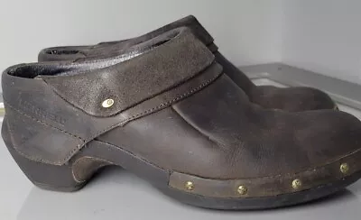 Merrell Luxe Wrap Bitter Chocolate Mules J68662 Brown Leather Womans Size 8  • $16.99