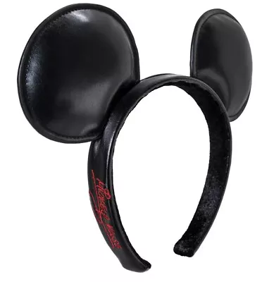 Disney Parks Mickey Mouse Signature Black Headband Ears Adult Faux Leather - NEW • $26.37