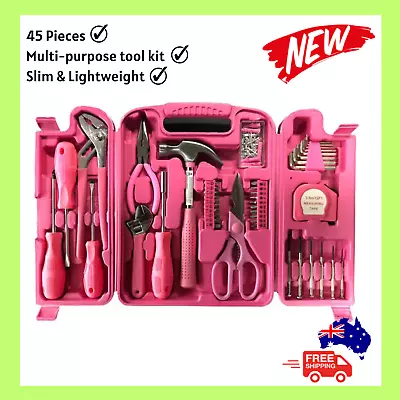 HARDWARE 45PCs Hand Tool Set Portable Mechanics Repair DIY Ladies Tools Kit Pink • $55.80