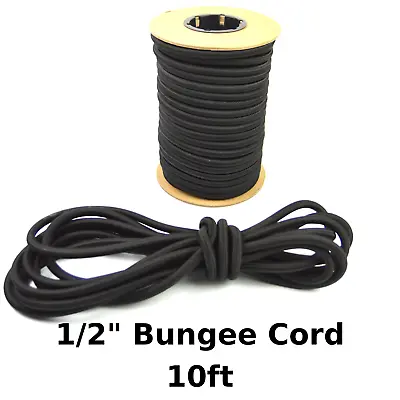 10ft 1/2  Black Bungee Cord Marine Grade Heavy Duty Shock Rope Tie Down Stretch • $15.49