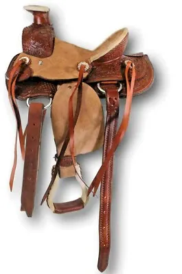 D.A. Brand Kid's 12  Tooled Leather Wade Pony Saddle Horse Tack Equine • $274