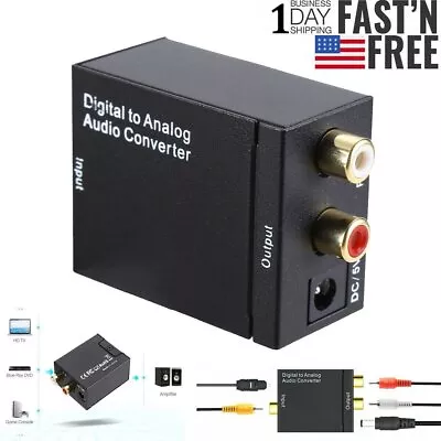 Optical Coaxial Toslink Digital To Analog Audio Converter Adapter RCA L/R 3.5mm • $10.99