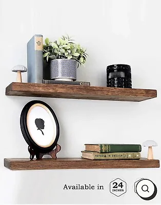 Willow & Grace Connie 24 Inch Floating Wall Mount Shelves Light Walnut Set Of 2 • $44.95