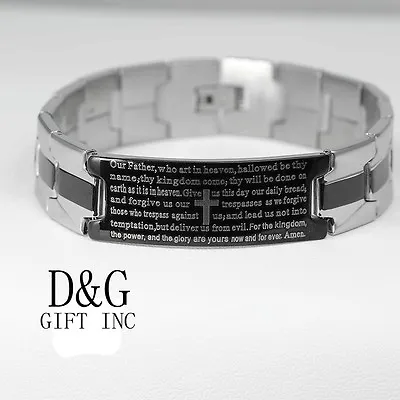 DG Men's 8   Stainless SteelCROSS Bible Verses ID 15mm Watch Band Bracelet.Box • $12.99