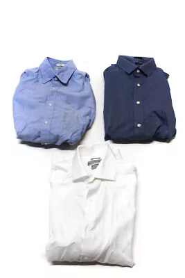 Christopher Lena J Crew Mens Collared Dress Shirts Blue Small Large 14.5 Lot 3 • $40.81