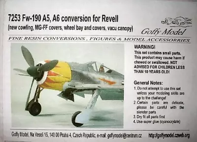 Goffy Model 7253 1/72 Focke Wulf Fw190 A5 A6 Conversion Set For Revell Kits • £10.95