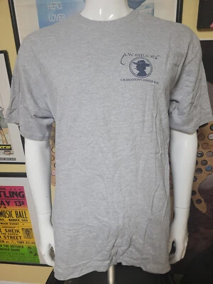 VTG AW Shucks Oyster Bar Charleston SC Big Mussels Great Legs T Shirt Large • $17.99