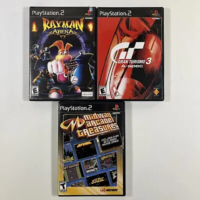 Ps2 Ray Man Arena Gran Turismo 3 A-Spec & Midway Arcade Treasures!  • $20