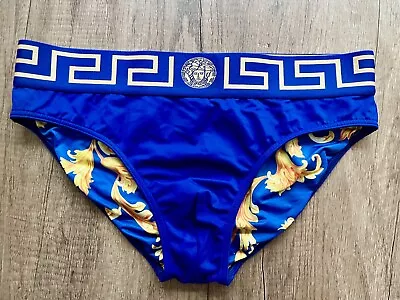 Versace Men's Blue Greca Border Swim Briefs - Size: IT3/EU S/ US XS • $125