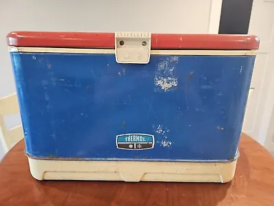 Vintage 1971 THERMOS Red White Blue Ice Chest COOLER • $25