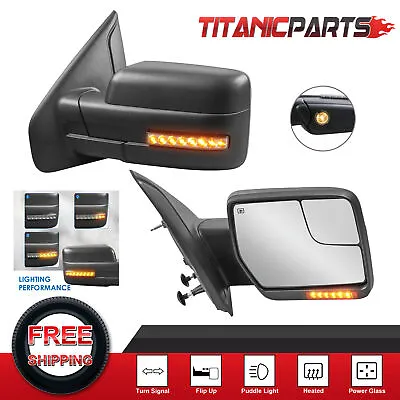 Set Of Power Heated Tow Mirrors For 2004-2014 Ford F150 F-150 & Puddle Light • $110.82