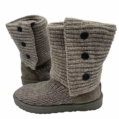 UGG Cardy Knit Boots Women’s 8 Foldover Sweater Knit Grey • $49.95