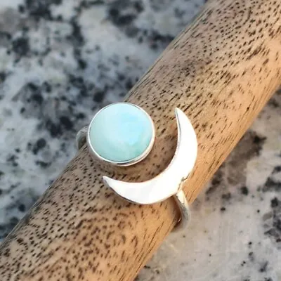 Larimar Gemstone 925 Sterling Silver Ring Mother's Day Handmade Jewelry AB-859 • $12.87