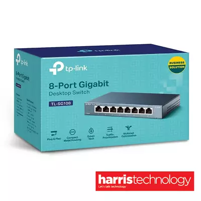 TP-Link TL-SG108 8-Port Gigabit Desktop Steel Case Switch 1000Mbps Ethernet QoS • $45