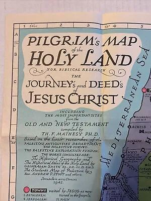 Pilgrims Map Of The Holy Land Biblical Research Journeys And Deeds Of Jesus 1977 • $33