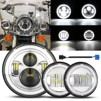 7inch LED Headlight DRL + Passing Lights For Yamaha Road Star XV1700AT Silverado • $75.99