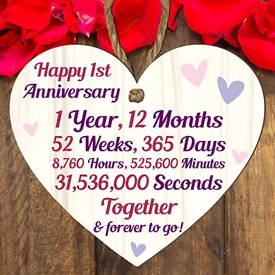 Anniversary Sign Gift Wife Husband 1st 2nd 3rd 5th 10th 20th 25th 30th 40th 50th • £3.99