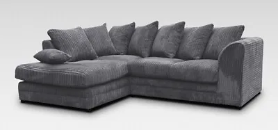 £369 • Buy Jumbo Cord Corner Sofa Suite Set Footstool 3 2 Seater Grey Brown Black Chairs