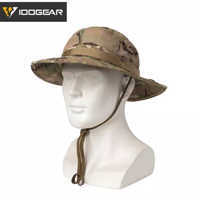 IDOGEAR Tactical Boonie Hat Fishing Hat Hiking Hat Camping Adjustable MOLLE Camo • £15.48