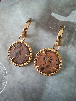 Earrings With Genuine Ancient Roman Coins. Gold-plated Silver • $321