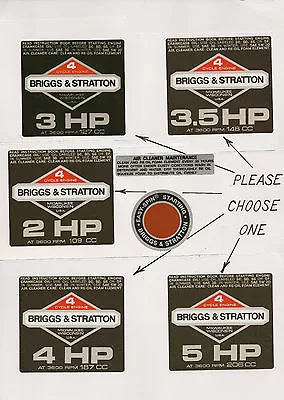  Briggs & Stratton Black Vintage Minibike Repro Engine Decals • $8