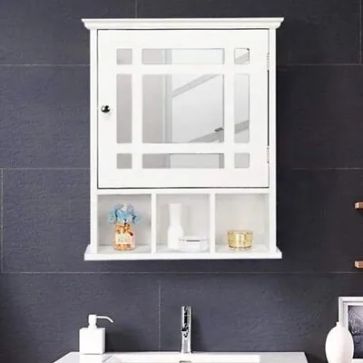 Bathroom Wall Mount Medicine Wall Cabinet Storage With Door With Shelves White • $42.99