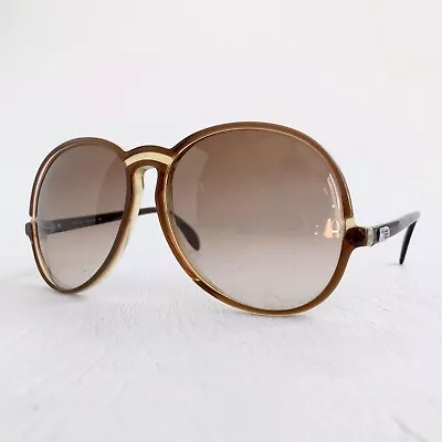 Vintage 70s OVERSIZED SILHOUETTE SUNGLASSES Austria Tan Brown Sunnies Glasses • $50