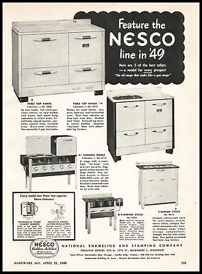 1949 NESCO Table Top Ranges Ovens & Stoves Milwaukee Wisconsin Vintage Print Ad • $14.95