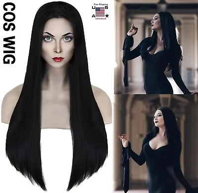 27  Long Black Straight Wigs Women Hair Wigs Middle Part Natural Halloween Cos • $13.69